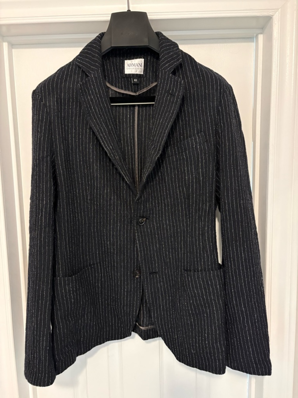 Armani Collezioni Black Pinstripe Blazer